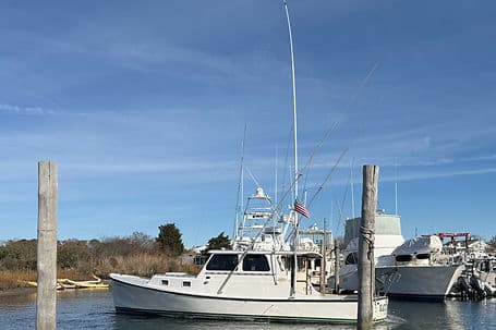 Charter boat with American flag