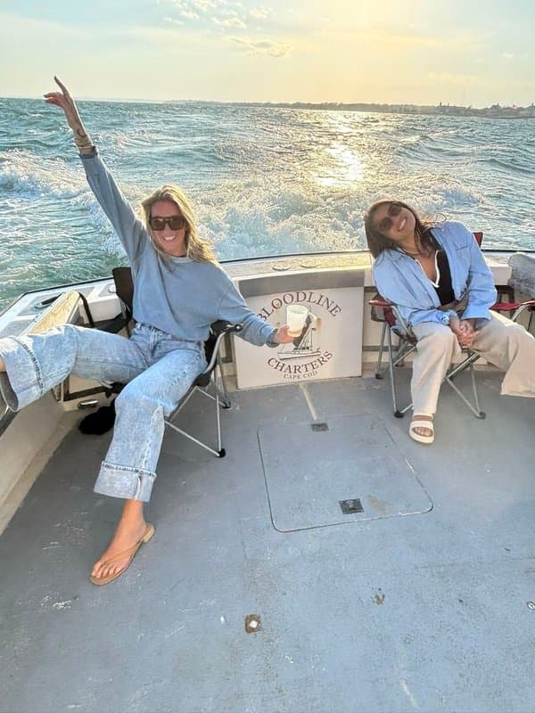 Sunset cruise aboard Bloodline Charters off Falmouth Harbor, Cape Cod