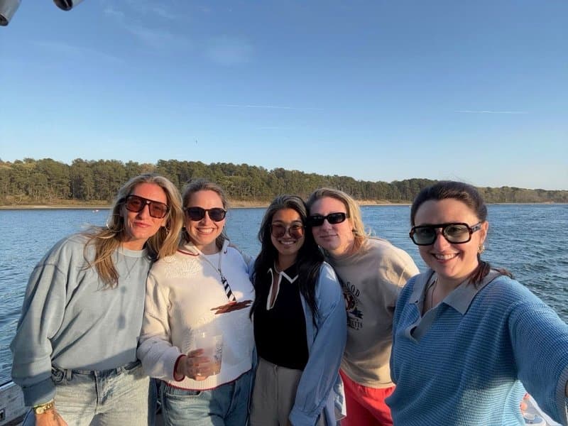 Sunset cruise aboard Bloodline Charters off Falmouth Harbor, Cape Cod
